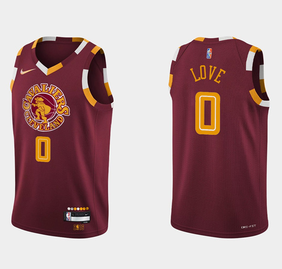 Men's Cleveland Cavaliers #0 Kevin Love Wine Red 2021/2022 75th Anniversary City Edition Swingman Stitched Jersey